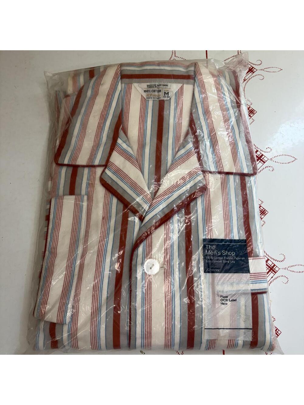 JCPenney men’s cotton flannel striped pajama set vintage 70s
